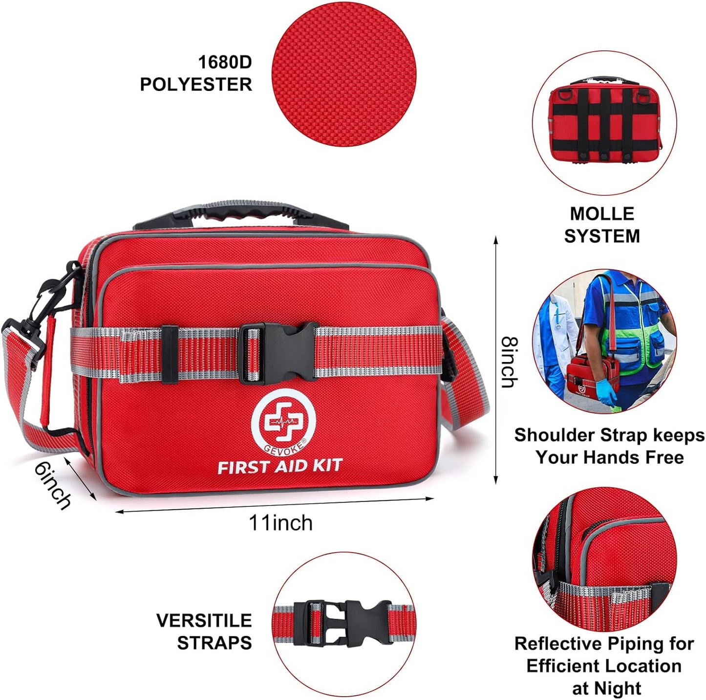 GEVOKE Professional 500 Piece Emergency First Aid Kit for Home, Car, Travel, Camping, Truck, Hiking, Sports, Office, Vehicle & Outdoor Emergencies - Emergency Medical Kit, Large First Aid Kit Survival