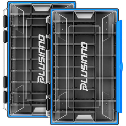 PLUSINNO Tackle Box Organizer, 1/2 Packs Waterproof Tackle Trays, Fishing Tackle Box with Removable Dividers, Fishing Box Tackle Trays and Terminal Tackle Storage