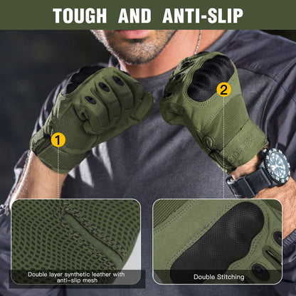 FREE SOLDIER Tactical Gloves for Men - Military Combat Gloves for Motorcycle Riding, Cycling, Hiking, Airsoft, Shooting | Reinforced Grip & Durable