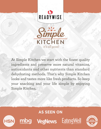 READYWISE - Simple Kitchen, Freeze-Dried Peaches, 1.16 oz, Pack of 6, Vegetarian, Gluten Free, Snacks, Peaches, Dried Fruit, Pre Workout, Healthy Snacks, Camping, Backpacking, Survival Food