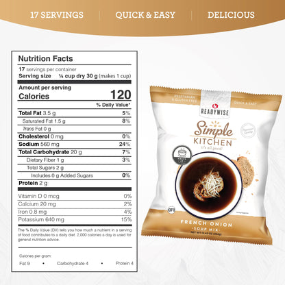 READYWISE - Simple Kitchen, Tomato Basil Soup, 17 Servings, MRE, Gluten Free, & Vegetarian, Food, Soup Mix, for Events, Hiking, Emergency Food Supply, Camping Essentials, or Daily Use, 1 Pack