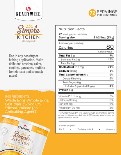 READYWISE - Simple Kitchen Freeze Dried Whole Blueberries, 28 Servings, Vegan, Gluten Free, Fruit Snacks, Emergency Supplies, Dehydrated Fruit, Blueberries