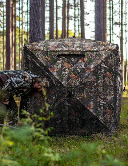 TIDEWE Hunting Blind 270°See Through with Carrying Bag, Pop Up Ground Blinds, Portable Resilient Hunting Tent (Forest Fade Camo)