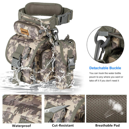 Jueachy Drop Leg Bag for Men Tactical Metal Detecting Thigh Pack with Water Bottle Pouch