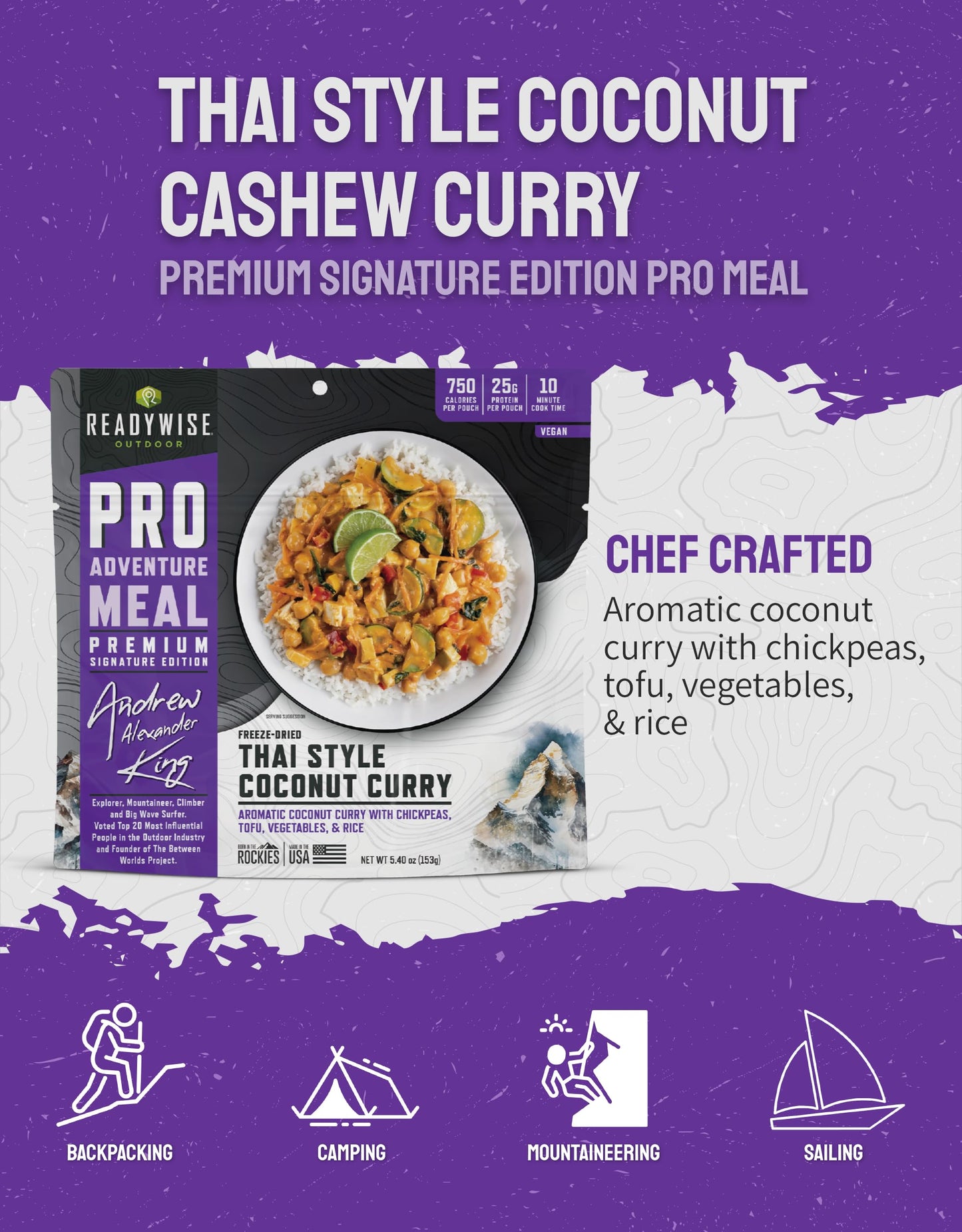 ReadyWise Outdoor Pro Adventure Meal - Country-Style Chicken Pot Pie, 2 Servings, 1 Pouch, 900 Calories, 30g Protein, Freeze Dried Food & Dehydrated Backpacking Camping Meals, up to 5 Year Shelf Life