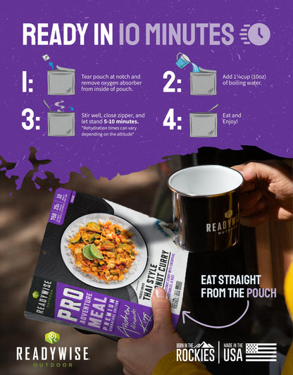 ReadyWise Outdoor Pro Adventure Meal - Country-Style Chicken Pot Pie, 2 Servings, 1 Pouch, 900 Calories, 30g Protein, Freeze Dried Food & Dehydrated Backpacking Camping Meals, up to 5 Year Shelf Life