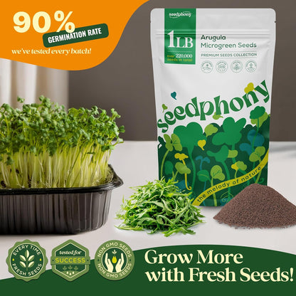 Broccoli Sprouting & Microgreens Seeds - 130,000 Non-GMO Heirloom Seed, 1lb Resealable Bag - High-Germination Broccoli Seeds for Sprouting in Jars, Soil, Hydroponics & Microgreen Trays