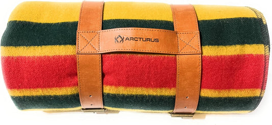 Arcturus Carry Straps for Wool Blankets, Adjustable Eco-Leather Blanket Straps for Travel and Outdoor Use, Water and UV Light Resistant
