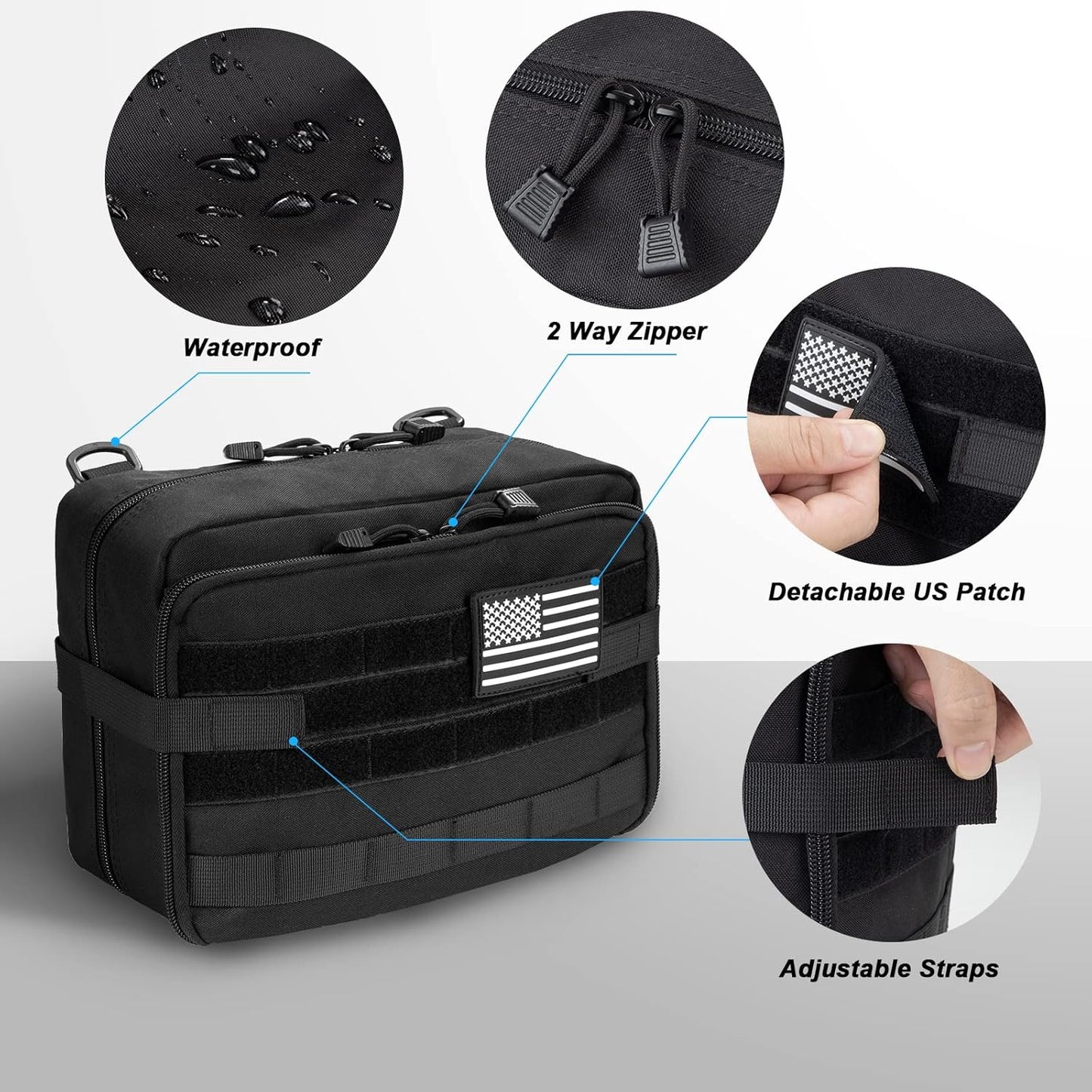 Jueachy Drop Leg Bag(Black)+Tactical Molle Pouch Admin Bag(Black)