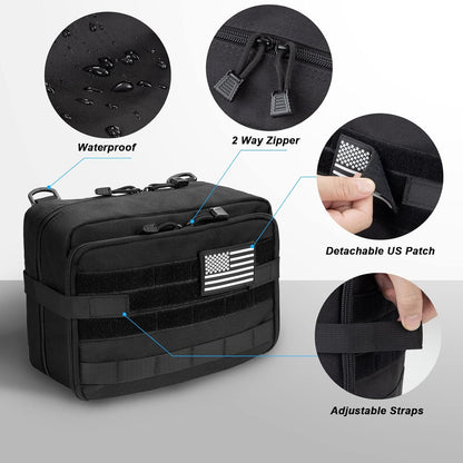 Jueachy Drop Leg Bag(Black)+Tactical Molle Pouch Admin Bag(Black)