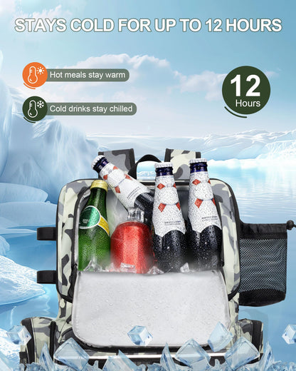 BAVGRED Fishing Backpack, Large Water Resistant Tackle Bag Storage Fishing Gear and Equipment, Built-in Cooler Compartment Grey