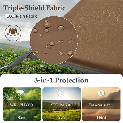 Camping Tarp Tent Portable Multifunctional Bushcraft Backpacking Tear-Resistant Fabric Rain Fly Tarps Awning Shelter Lightweight Waterproof Tarp(10×10 tarp)