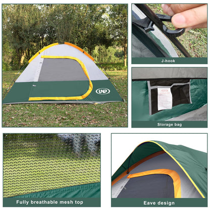 Camping Tent 4 Person, Waterproof Windproof Tent with Rainfly Easy Set up-Portable Dome Tents for Camping