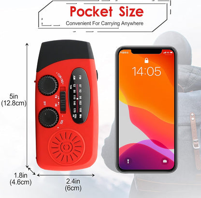 [Upgraded Version] Emergency Hand Crank Self Powered AM/FM NOAA Solar Weather Radio with LED Flashlight, 1000mAh/4000mAh Power Bank for iPhone/Smart Phone