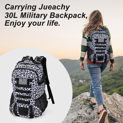 Jueachy Tactical Backpack for Men Hiking Day Pack Molle Military Rucksack Waterproof 30L EDC Bag with USA Flag Patch