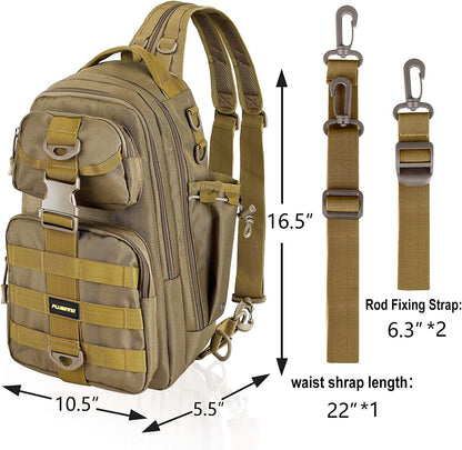 PLUSINNO Fishing Backpack with Fishing Rod and Reel Combos Tackle Boxes, Waterproof Tackle Backpack for Fishing Gear with Rod Holder, Fishing Gifts for Men with Fishing Tool Kit...