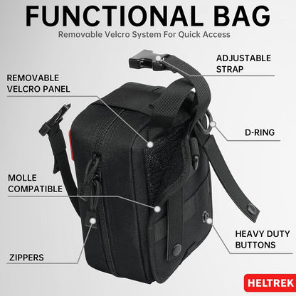 Trauma Kit, Compact Tactical IFAK Emergency Survival First Aid Kits Hemostatic Combat Wound Care Molle Pouch with Israeli Bandage, Chest Seal, Splint for Military, Black