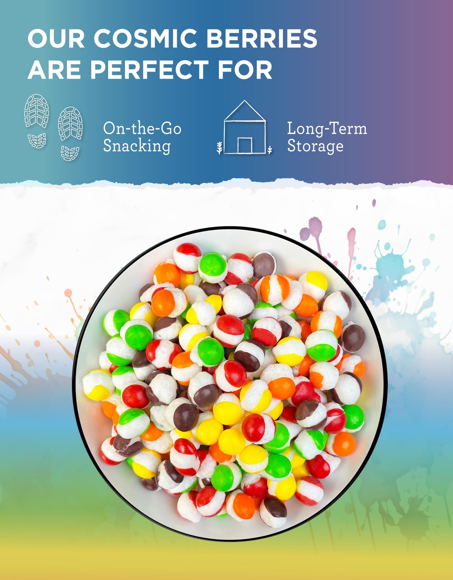 READYWISE - Freeze Dried, Cosmic Berries, Perfect On-the-Go, Candy Bites for Adults & Kids, Crunchy Fruity, Treats, Extended Shelf life Crunchy Fruit Candies, for Hiking, Camping & Travel (6 Pack)