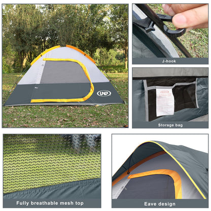 Camping Tent 4 Person, Waterproof Windproof Tent with Rainfly Easy Set up-Portable Dome Tents for Camping
