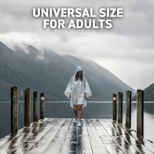 72 HRS Disposable Hooded Rain Poncho - Emergency Disposable Rain Poncho with Hood for Adults