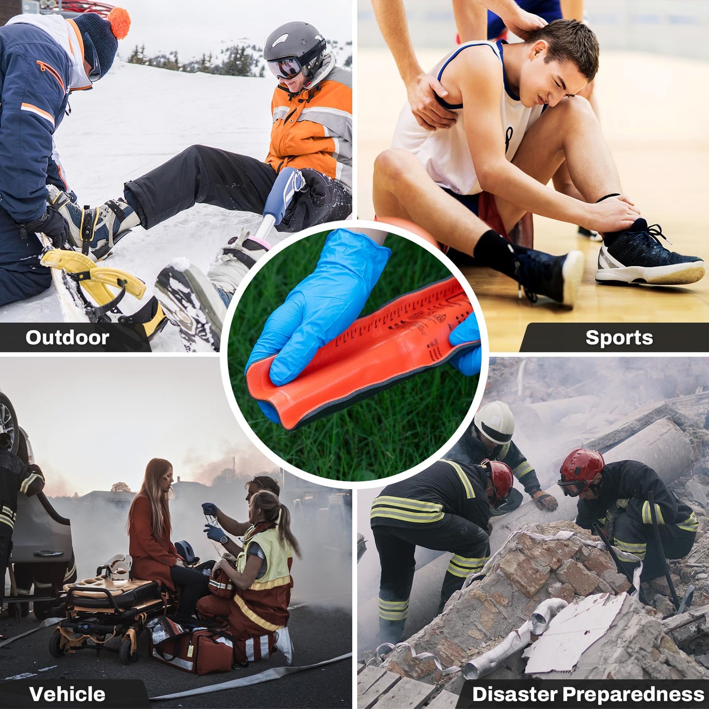 RHINO RESCUE First Aid Splint 36" X 4.3" Orange-Gray, Keep Bones in Position (1, Folded)