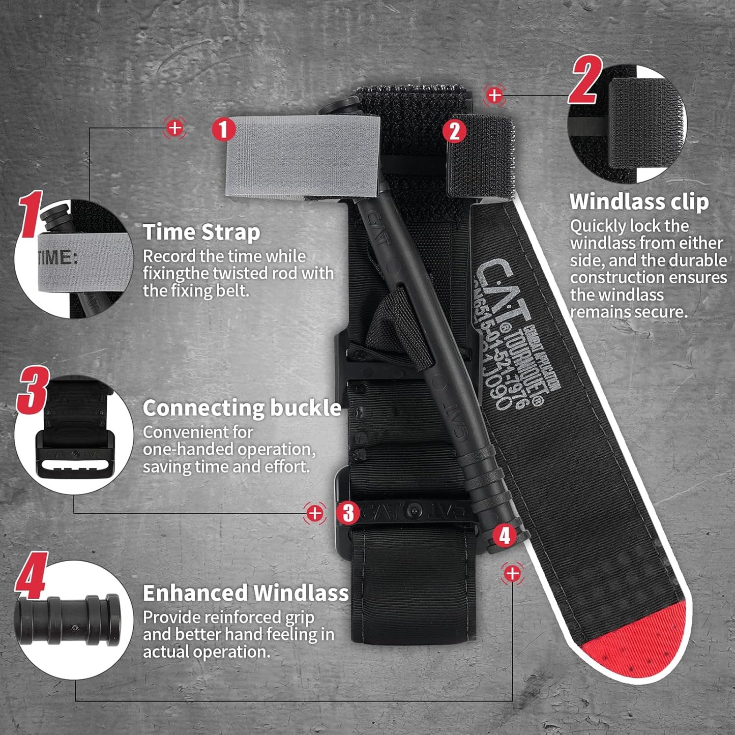 RHINO RESCUE Bundle-IFAK Trauma Kit with C-A-T Tourniquet for Wound Care+First Aid Splint 36" X 4.3" Orange-Gray, Keep Bones in Position