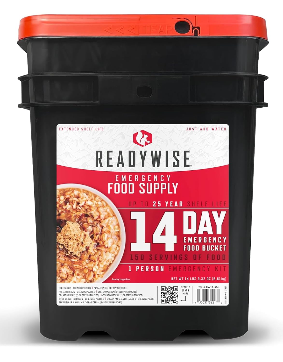 14 Day ReadyWise Emergency Food Supply - 14 Day, 150 Servings Emergency Freeze Dried Food Bucket, Protein Meals, Camping Essentials, Survival Kit, Disaster Prepping Supplies, 25 Year Shelf Life + ReadyWise Emergency Food Supply-88 Servings Meat & Rice…
