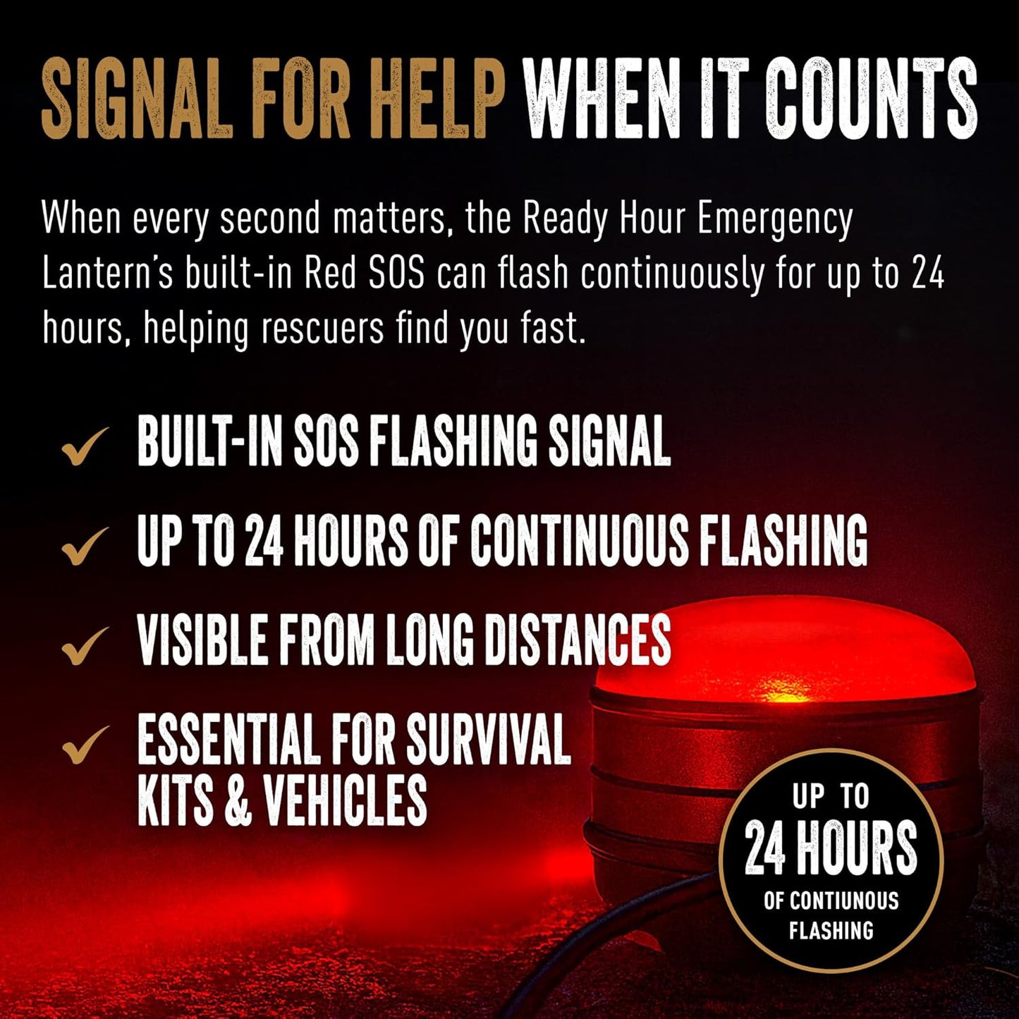 Ready Hour USB Emergency Lantern & Power Bank, 3,000mAh Rechargeable LED Light with Red SOS Signal, Magnetic Base, No Batteries Needed, Compact Portable Light for Camping, Power Outages, & Emergencies