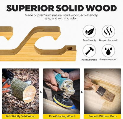 PLUSINNO WH5 Horizontal Fishing Rod/Pole Holders for Garage, Wall or Ceiling Mounted Rack, Solid Wood Fishing Rod Holder Holds up to 5/10/20 Rods or Combos Fishing Gear, Gifts for Men