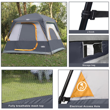 UNP 2/4/6/8 Person Tent, Portable Cabin Tent, Camping Tent 4-Person Easy Set Up, Waterproof with Top Rainfly for Outdoor Camping/Hiking | Easy Set Up, Waterproof, Top Rainfly