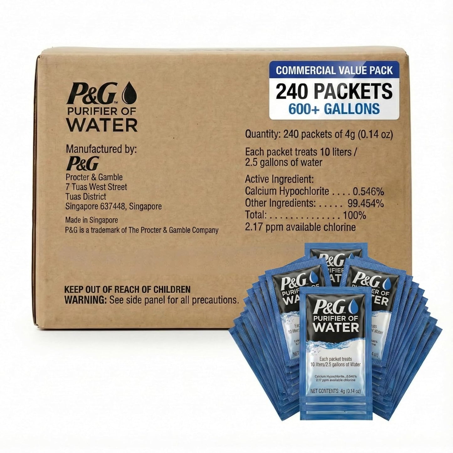 P&G Purifier of Water Portable Water Purifier Packets. Emergency Water Filter Purification Powder Packs for Camping, Hiking, Backpacking, Hunting, and Traveling. (12 Packets)