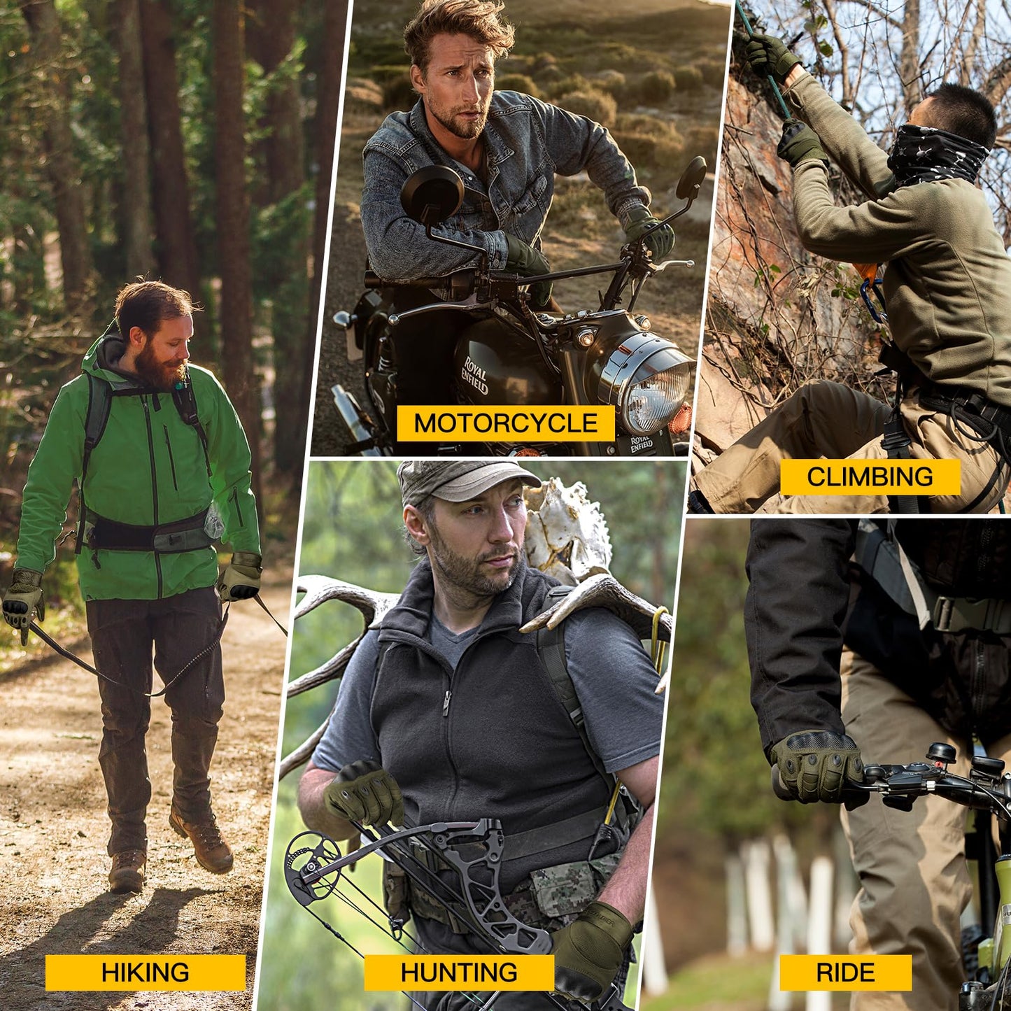 FREE SOLDIER Tactical Gloves for Men - Military Combat Gloves for Motorcycle Riding, Cycling, Hiking, Airsoft, Shooting | Reinforced Grip & Durable