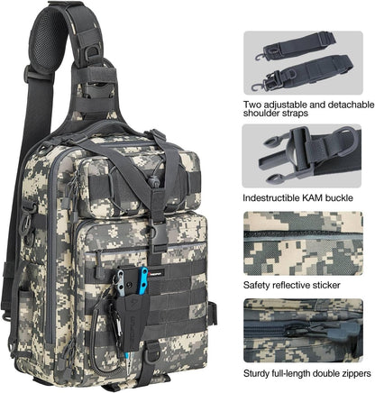 Piscifun Fishing Backpack with Rod Holder, Lightweight Sling Bag Storge Gear and Equipment