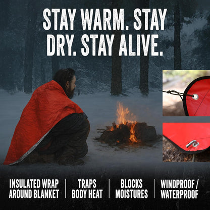 Ready Hour Thermal Survival Blanket 50” x 79” Lightweight, Waterproof, Windproof, Reflective Blanket for Camping, Hiking, and Emergency Preparedness