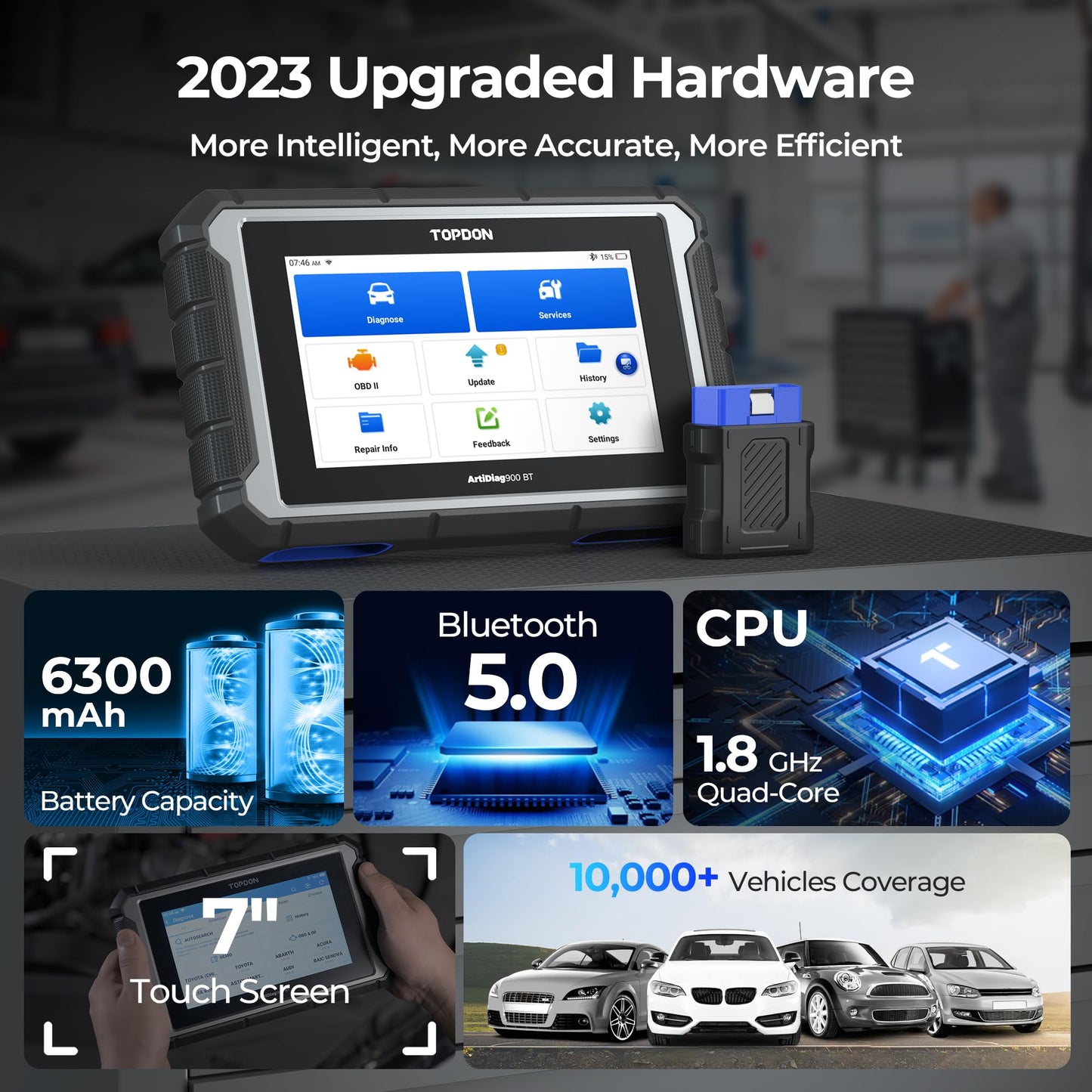 OBD2 Scanner Diagnostic Tool, TOPDON AD900BT Bidirectional Scan Tool with ECU C0ding, 28+ Services, Automotive All Systems Diagnosis Scanner for Car with 2 Years Updates, Active Test