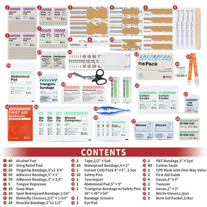 RHINO RESCUE 371 Pieces OSHA All-Purpose First Aid Kit, Home & Office Professional Medical Supplies, Ideal for Emergency, School, Business