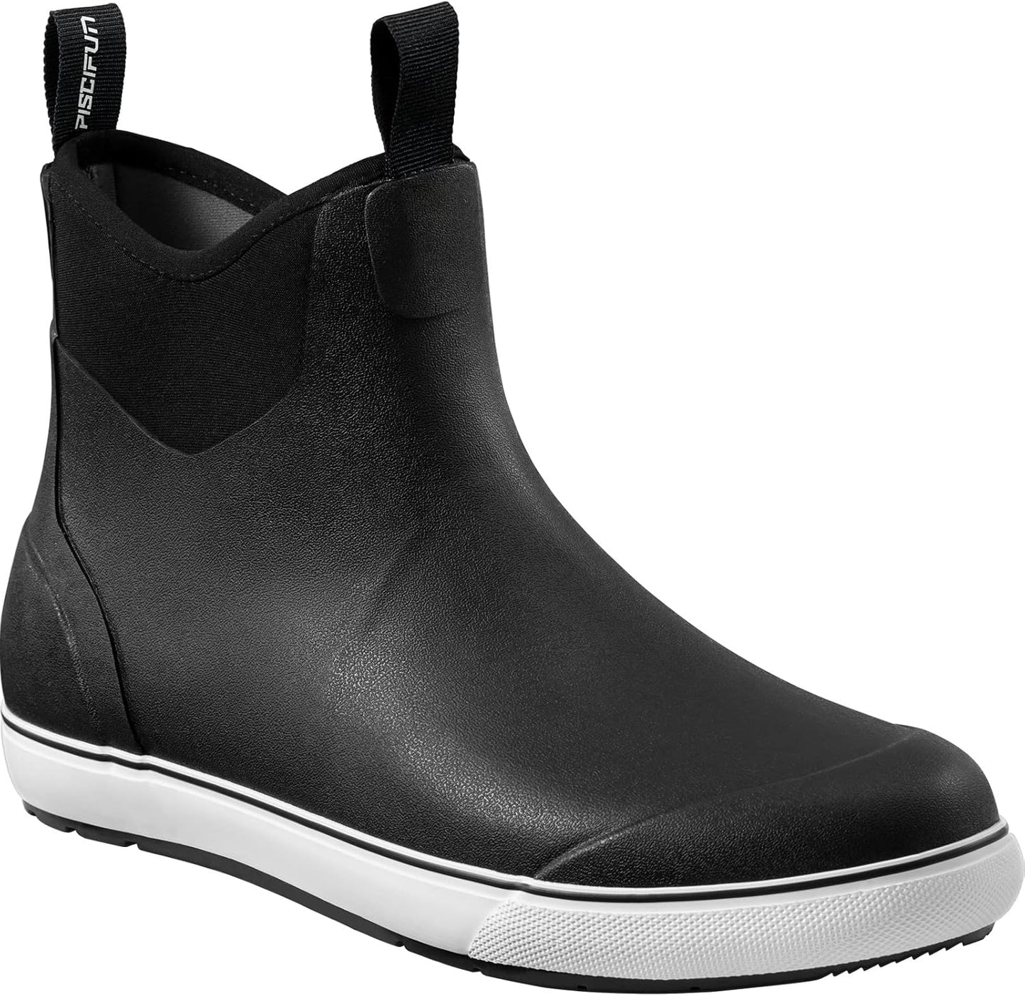 Piscifun Men’ s Deck Boots, Waterproof Fishing Rain Boots, Anti-Slip Rubber Boots with Breathable Neoprene Lining