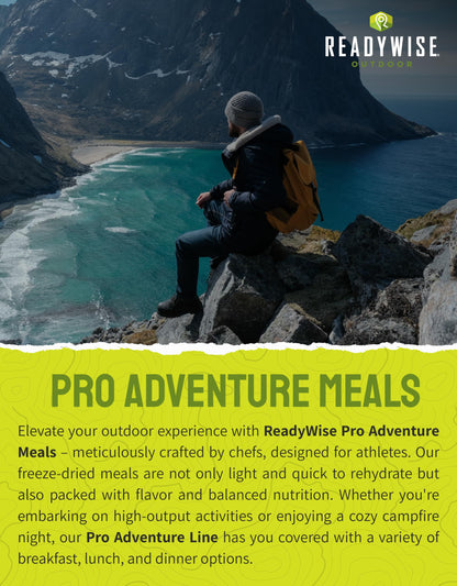 ReadyWise Outdoor Pro Adventure Meal - Breakfast Skillet, 2 Servings, 1 Pouch, Gluten Free, 700 Calories, 36g Protein, Freeze Dried Food & Dehydrated Backpacking Camping Meals, up to 5 Year Shelf Life