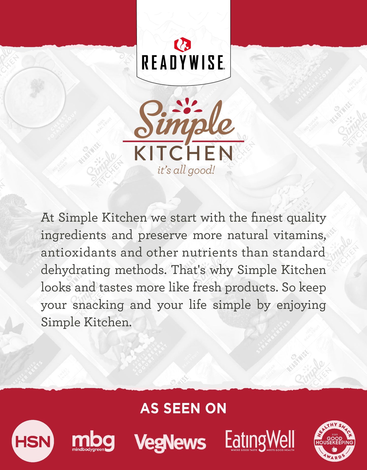 READYWISE - Simple Kitchen, Soup Sampler, Variety Pack, 8 Servings Per Pouch, Soup Mix, Family Size, Gluten Free Options, Freeze Dried Food, Soup for Family, Pack of 8