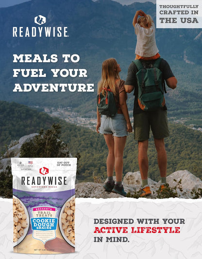 READYWISE - Outdoor Cookie Dough Trail Treats, 2 Servings, Pack of 1, Emergency Preparedness, Freeze Dried Food, MRE, Snack Pack, Survival Food, Emergency Food for Backpacking, Camping, and Hiking
