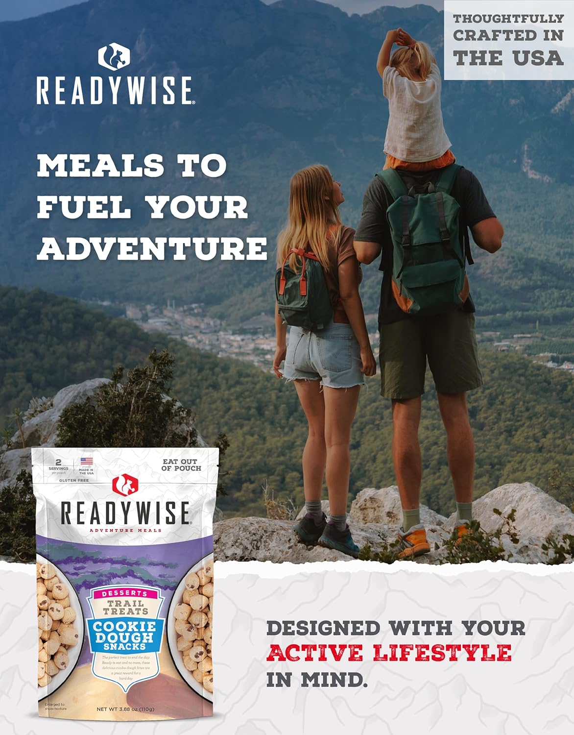 READYWISE - Outdoor Cookie Dough Trail Treats, 2 Servings, Pack of 1, Emergency Preparedness, Freeze Dried Food, MRE, Snack Pack, Survival Food, Emergency Food for Backpacking, Camping, and Hiking