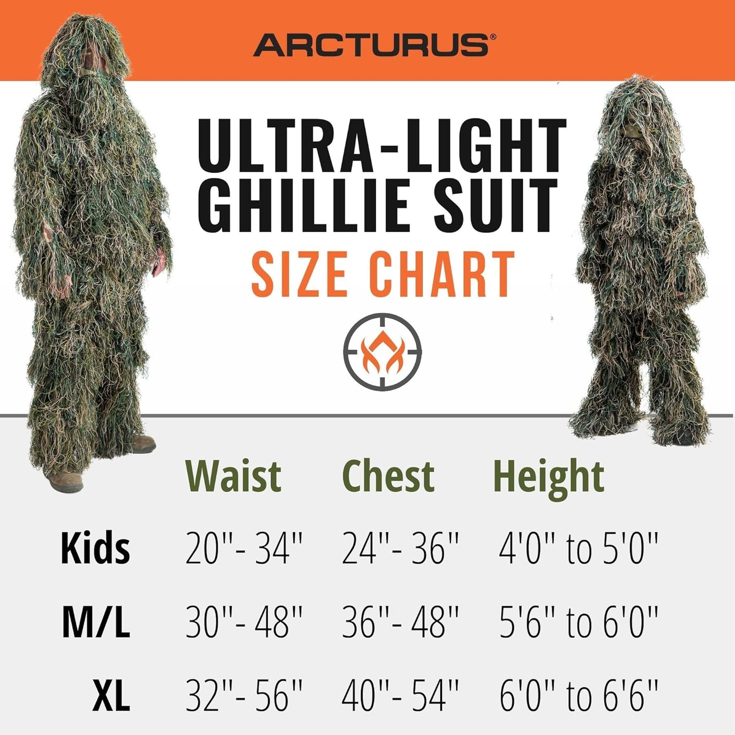 Arcturus Ultra-Lite Ghillie Suit | Includes Bonus 3-Color Face Paint | Camouflage Hunting & Sniper Suit for Men