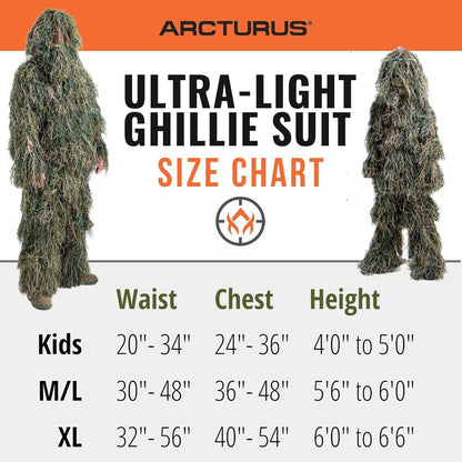 Arcturus Ultra-Lite Ghillie Suit | Includes Bonus 3-Color Face Paint | Camouflage Hunting & Sniper Suit for Men