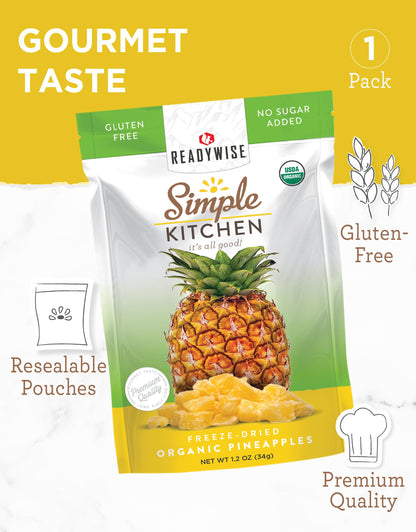 READYWISE - Simple Kitchen, Freeze-Dried Peaches, 1.16 oz, Pack of 6, Vegetarian, Gluten Free, Snacks, Peaches, Dried Fruit, Pre Workout, Healthy Snacks, Camping, Backpacking, Survival Food
