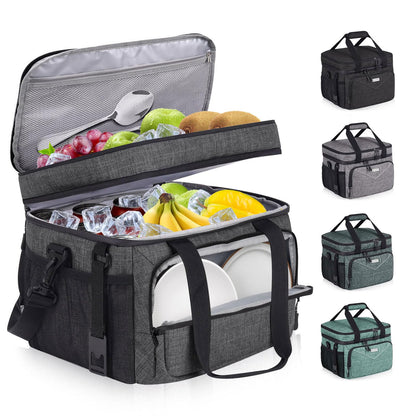 BAVGRED Lunch Box for Men Women,Reusable Large Double Deck Tactical Insulated Lunch Bag with Adjustable Shoulder Strap,Leakproof Tote Cooler Bag for Work Adults Picnic Beach Office-24 Cans