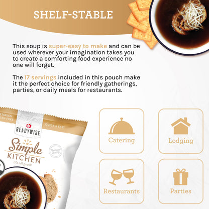 READYWISE - Simple Kitchen, Tomato Basil Soup, 17 Servings, MRE, Gluten Free, & Vegetarian, Food, Soup Mix, for Events, Hiking, Emergency Food Supply, Camping Essentials, or Daily Use, 1 Pack