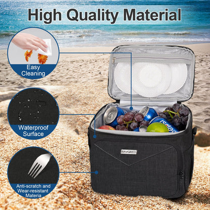 BAVGRED Lunch Box for Men Women,Reusable Large Double Deck Tactical Insulated Lunch Bag with Adjustable Shoulder Strap,Leakproof Tote Cooler Bag for Work Adults Picnic Beach Office-Green,12 Cans