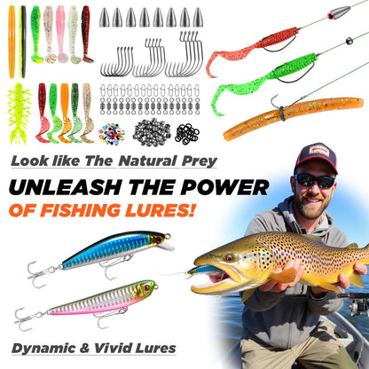 PLUSINNO Fishing Backpack with Fishing Rod and Reel Combos Tackle Boxes, Waterproof Tackle Backpack for Fishing Gear with Rod Holder, Fishing Gifts for Men with Fishing Tool Kit...