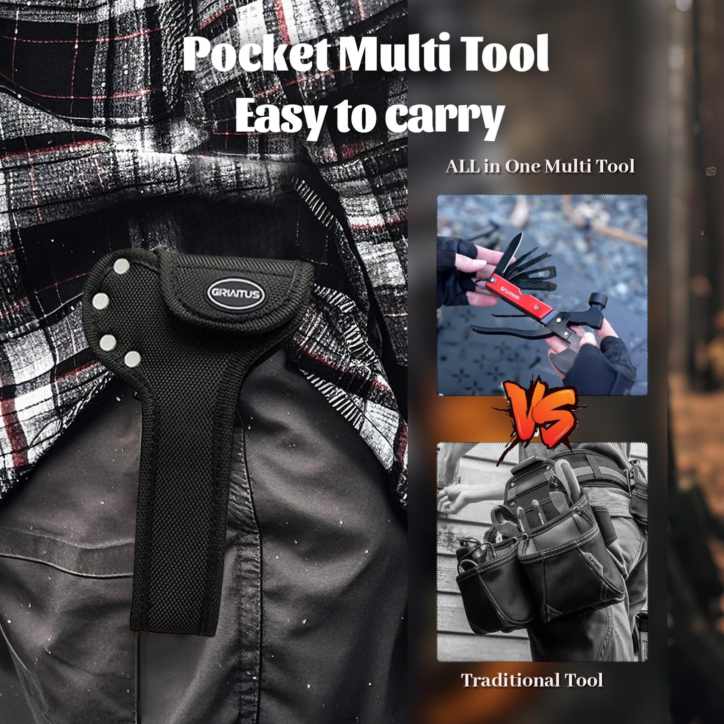 Camping Multitool Accessories Stocking Stuffers for Men 16 in 1 Multi Tool Survival Gear with Axe Hammer Pliers Saw Screwdrivers Bottle Opener Whistle with Sheath for Hiking, Gifts for Men Dad Him