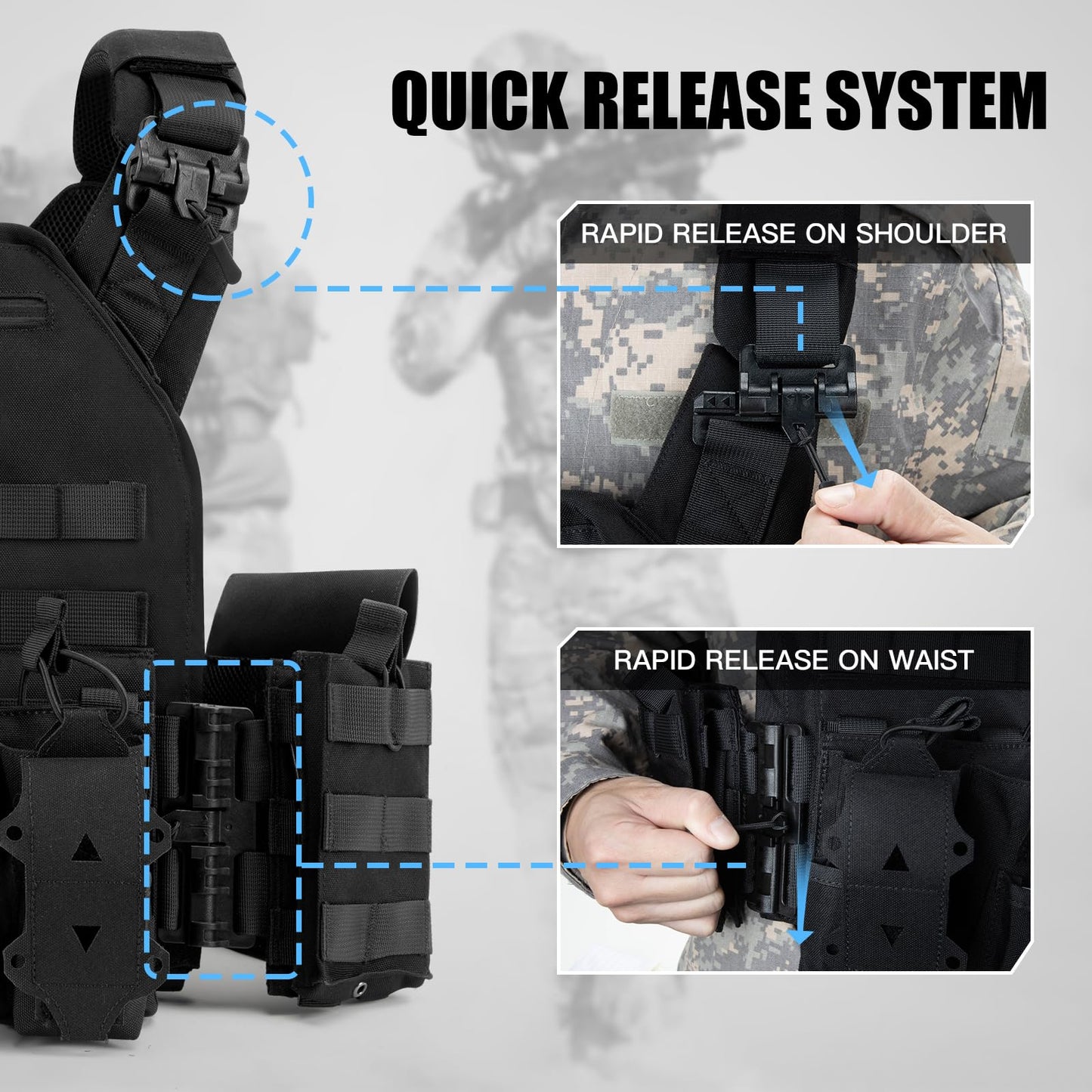 Jueachy Weighted Vest for Men: Quick Release Lightweight Adjustable Breathable Outdoor Vest for Training